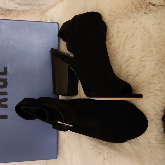 NWB Paige Black Suede Peep Toe Heeled Shoes-Size 6​​​​​​​​ - Picture 3 of 7